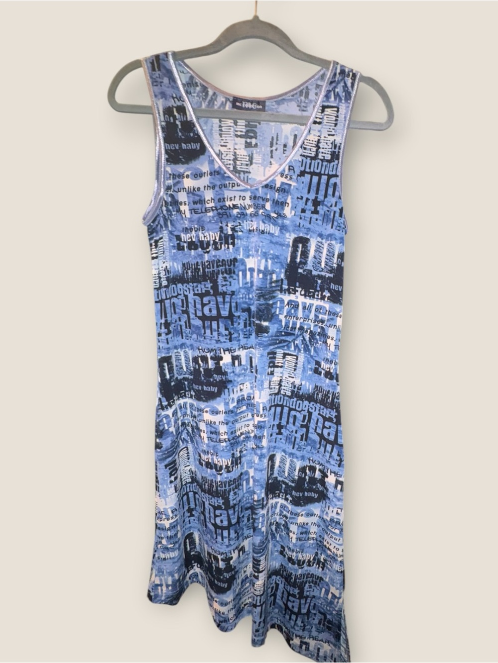 Y2K Mesh Blue Graphic Sleeveless Dress